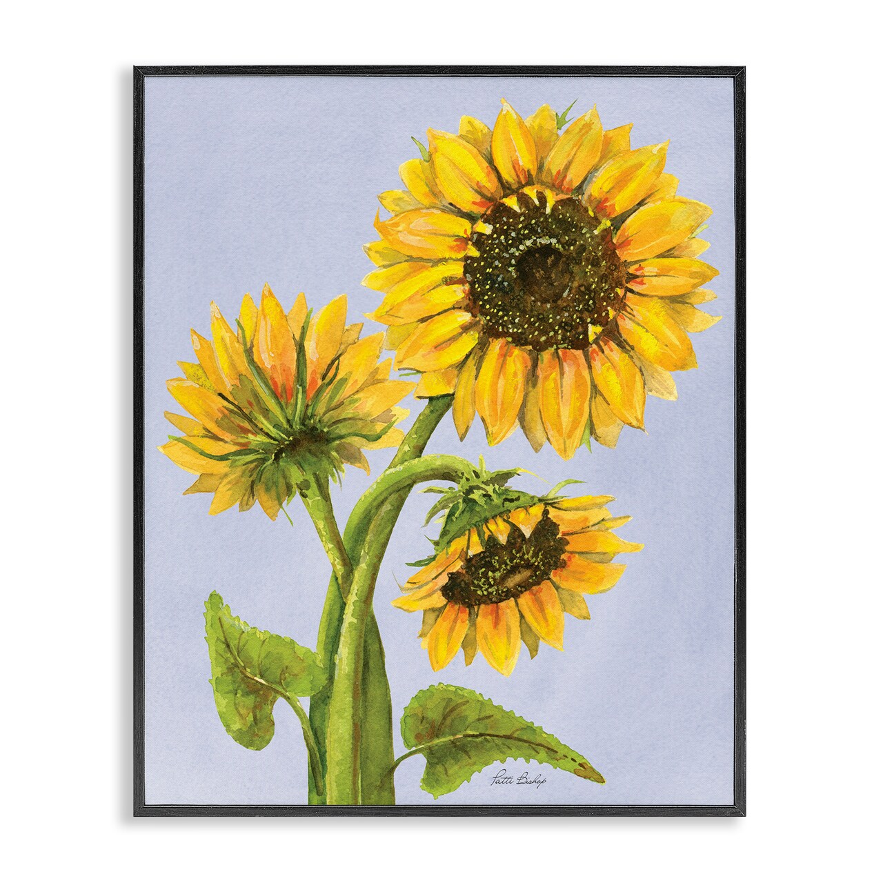 Stupell Industries Sunflower Trio Against Blue Framed Giclee, design by Patti Bishop